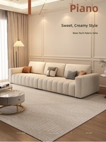 Canapé de salon moderne minimaliste en tissu technique couleur crème, trois places, pour petits appartements, style italien, luxe léger