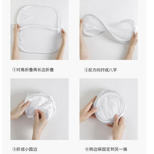 Panier à linge pliable en maille de nylon, organisateur de vêtements rond pour chambre à coucher, dortoir, usage domestique, imprimé girafe blanc et noir - Product Image 1