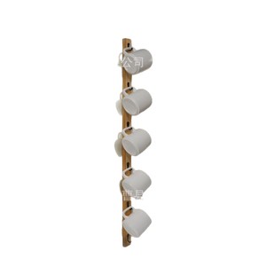 Wooden Wall Mounted Mug <b>Rack</b> 5 Tier Beech Finish Punch Free <b>Storage</b> For Coffee Cups <b>Kitchen</b> Organization - Product Image 5