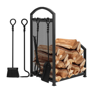 Oniya 30.7in Support de bois de chauffage avec <span class=keywords><strong>4</strong></span> outils de cheminée Intérieur Extérieur Heavy Duty Porte-bûche en fer forgé - Product Image 1