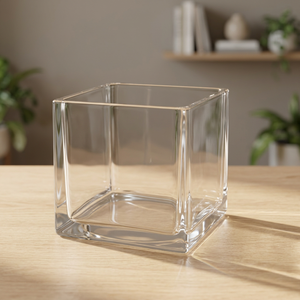 Moderno Florero de Vidrio Transparente en Forma de Cubo 5x5 para Decoración de Mesa - Product Image 3