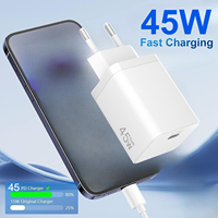 Chargeur USB-C PPS PD 45W, charge rapide super rapide 45W, chargeur rapide USB-C, prise murale européenne, chargeur de téléphone portable