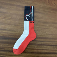 Chaussettes longues en coton blanc personnalisé de haute qualité pour hommes avec logo épais quantité minimale de commande bas équipage flou à la mode pour la saison de printemps