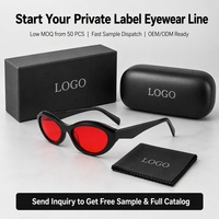 Lunettes de sommeil ovales en acétate anti-lumière bleue, verres teintés rouges, monture anti-rayons bleus, lunettes personnalisées OEM en gros
