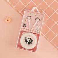 Écouteurs filaires KIKI-406 Type-C modèle Panda Cartoon avec microphone, basses stéréo, étanches IPX-1, en matériau ABS