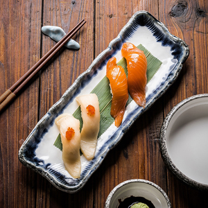 Assiette <span class=keywords><strong>à</strong></span> <span class=keywords><strong>sushi</strong></span> en céramique pour restaurant japonais Uaral, plat <span class=keywords><strong>à</strong></span> poisson, vaisselle Teppanyaki, grès E485-79, fait main, durable - Product Image 4