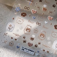 Décorations d'ongles 3D DIY Ours Mignon, Autocollants Adhésifs pour Ongles en Relief Tridimensionnel Motif Petit Ours de Dessin Animé, Style Solide