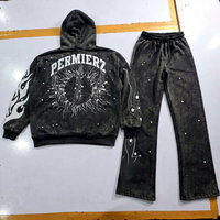 Ensemble de survêtement personnalisé pour homme, style streetwear, coupe oversize, en tissu épais, effet délavé à l'acide, 2 pièces, OEM