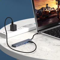 4K HDTV Multifonction Splitter c Hub avec Lecteur de Carte Adaptateur Hub USB-C 7 en 1 Convertisseur Type-C