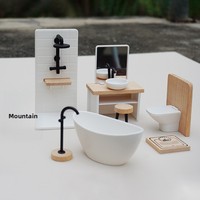 Miniature en bois : mobilier de salle de bain, petite toilette en bois pour jeu d'imitation dans la salle de bain, idéal pour la décoration de chambre.