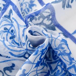Neues Design <span class=keywords><strong>Navy</strong></span> Floral Printed Viskose Schal Fransen Kopftuch und Beach Cover Schal für Frauen Muslim Foulard <span class=keywords><strong>Wrap</strong></span> - Product Image 3