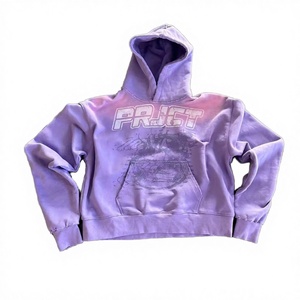 Sudadera con Capucha Extra Grande de Invierno para Hombre, 100% Algodón de Alta Calidad, Estilo Vintage, Lavado Ácido, Efecto Desgastado por el Sol, con Bolsillo - Product Image 2