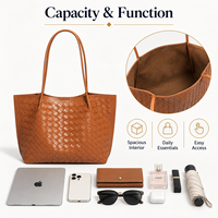 Sac fourre-tout en cuir PU tissé grande capacité pour femmes avec fermeture magnétique, sac à bandoulière pour femmes, logo personnalisé OEM ODM en gros
