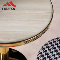 FUSHAN — table basse de luxe HPL revêtue, meuble laminé, avec cadre en acier inoxydable, forme carrée, table basse