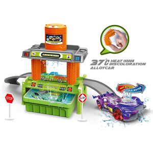 Set de Juego de Lavado de Coches de Policía y Bomberos con Estación de Lavado de Coches de Saneamiento Urbano, Coche de Aleación que Cambia de Color y 8 Señales de Tráfico - Product Image 2