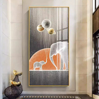 Art mural en porcelaine de cristal d'éléphant animal de luxe moderne, cadre en aluminium doré, décoration d'intérieur, peinture, décoration de salon