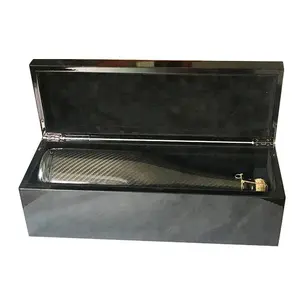 Роскошная деревянная упаковочная коробка для бутылок цвета шампанского с черной лаковой отделкой