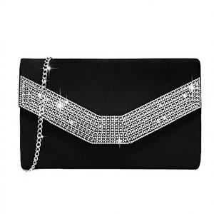 Women's Summer Black Velvet Envelope Clutch <b>Bag</b> Shoulder Chain Evening Wedding Prom Classic Fashion Geometric Beading Polyester - Product Image 2