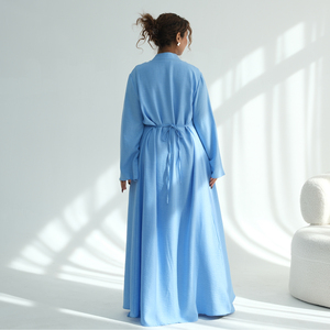 Abbigliamento Islamico Loriya all'Ingrosso, Eleganti Abiti Estivi da <span class=keywords><strong>Donna</strong></span> Islamici, Set Abaya Traspirante a 2 Pezzi con Apertura Frontale per Eid e Ramadan - Product Image 3