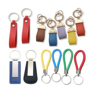 Manufacturer Custom Brand Logo <b>Name</b> Souvenir PU Leather Keychain Metal Promotional Car Keyring - Product Image 1