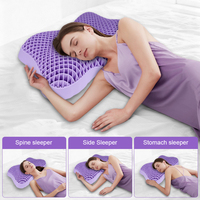 Oreiller TPE à grille papillon violette amélioré pour une circulation respirante et un soulagement de la pression