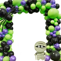 Ballons en latex violet et vert pour Halloween - Motifs toile d'araignée et momie pour arche de fête, guirlandes et décoration de maison hantée