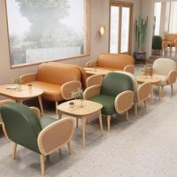 Ensemble moderne de banquette en cuir, bureau de réception et chaises pour salon de thé, café, canapé commercial