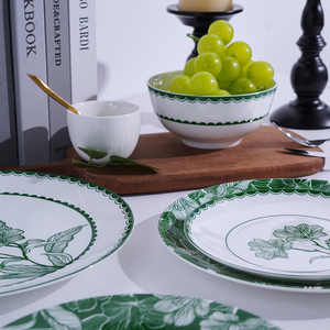 <span class=keywords><strong>Service</strong></span> de table de style nouveau, <span class=keywords><strong>service</strong></span> de table de luxe à fleurs vertes, <span class=keywords><strong>vaisselle</strong></span> en porcelaine fine, <span class=keywords><strong>vaisselle</strong></span> de mariage pour événements, restauration et location - Product Image 4