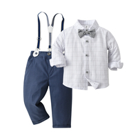 Conjunto de roupa de bebê xadrez mangas compridas, conjuntos de roupas infantis para meninos, crianças de 1 a 7 anos, venda quente, 2022