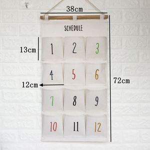 12 Pockets Cotton Linen Digital Hanging Storage Bag Behind <b>Doors</b> Wall Pocket Organizer With <b>Numbers</b> Hanging Storage Bag - Product Image 3