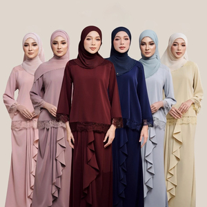 Kurung con Gonna Pareo Istantanea, Elegante e Modesto Abito <span class=keywords><strong>Islamico</strong></span> da Donna, Set Abaya in Pizzo per EID, <span class=keywords><strong>Abbigliamento</strong></span> Tradizionale Musulmano - Product Image 3