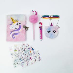 Công chúa cô gái vải di động Bìa Unicorn Nhật ký thiết lập 6-mảnh bí mật Tạp Chí với khóa và Bộ chìa khóa sang trọng Máy tính xách tay - Product Image 4