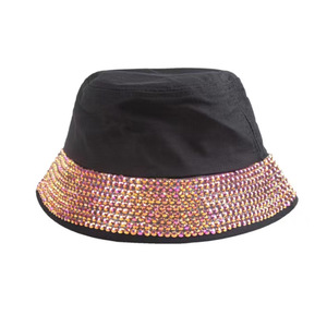 Sombrero de Pescador con Adornos de Diamantes de Imitación, Opciones de Color Blanco y Negro, Estilo Moderno - Product Image 5