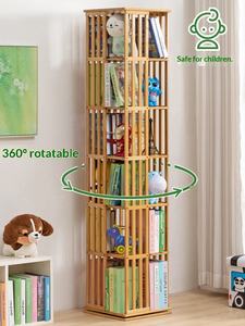 Étagère à livres en bambou moderne rotative à 360 degrés, 5-6 étagères, bibliothèque pour enfants, rangement <span class=keywords><strong>invisible</strong></span>, <span class=keywords><strong>support</strong></span> au sol pour étudiants - Product Image 5