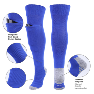 Chaussettes <span class=keywords><strong>de</strong></span> football professionnelles <span class=keywords><strong>avec</strong></span> poches, protège-tibias élastiques, fond en tissu éponge, bleu marine, longues, antidérapantes, <span class=keywords><strong>avec</strong></span> protège-tibias - Product Image 3