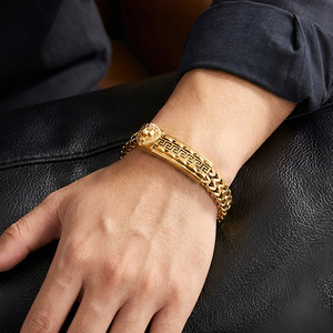 Men's Gold Plated Lion Head <b>Chain</b> Bracelet Classic Animal Pattern Stainless Steel Bracelet Magnetic Retro Fashion Jewelry Gift - Product Image 2