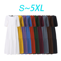Nouvelle Collection 2026 : Robe Longue Bohème Simple, Style Coréen, Manches Bouffantes, Col Rond, Coupe Ample, Grande Taille, pour l'Automne