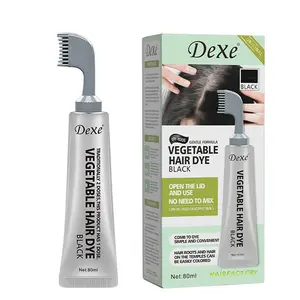 Dexe natural best salon hair dye brand without chemicals ammonia free oem black men hair dye color munior for hair of comb