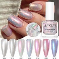 LILYCUTE Vernis à ongles à paillettes fines à séchage rapide 7 ml, couleur Aurora, longue tenue, effet scintillant, laque à ongles