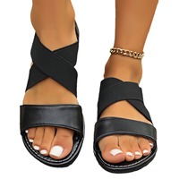 Nouvelles sandales plates pour femmes grande taille, style européen et américain, avec bande élastique croisée, collection été 2026, best-seller
