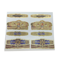 Impression personnalisée et étanche étiquette autocollante d'emballage de bande de cigare personnalisé PET/BOPP brillant finition feuille d'or logo privé vinyle