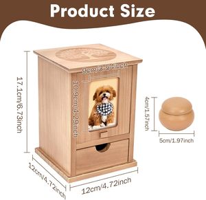 Small Pet Ashes Urn Wooden with Movable <strong>Picture</strong> <strong>Frame</strong> Wooden Urn for Ashes Pet <strong>Memorial</strong> Casket Loss Gift for Pet <strong>Memorial</strong> Box - Product Image 2