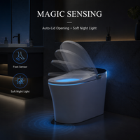 WC intelligent avec télécommande, siège chauffant, cuvette allongée en céramique, chasse d'eau à jet siphonique, compatible siphon en P