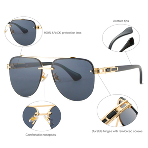 Lunettes de soleil pilote pour homme à double pont en métal, style aviation, 2022 - Product Image 2