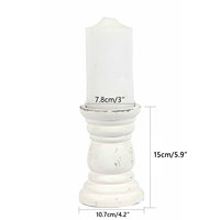 Vente chaude De Luxe À La Main Rustique Décor À La Maison Blanc Lavage Décoratif En Bois Pilier Bougeoirs Stand Ferme Bois Bougeoir
