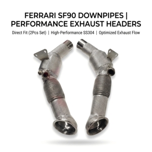 ท่อดาวน์ไปป์สแตนเลส Vortex สำหรับ Ferrari SF90 Stradale 4.0T V8 Twin Turbo พร้อมแผ่นกันความร้อน ช่องใส่เซ็นเซอร์ O2 เชื่อมแบบ TIG - Product Image 1