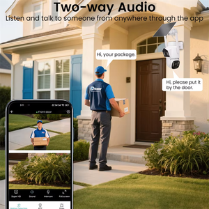 Kit de caméra de sécurité sans fil à énergie solaire à double objectif avec moniteur 10,1 pouces, vision nocturne, audio bidirectionnel, CMOS, <span class=keywords><strong>surveillance</strong></span> extérieure - Product Image 6