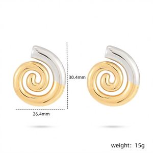 New Spiral <b>Titanium</b> Steel Earrings Women Fashion Creative Personality 18K Gold Stainless Steel <b>Stud</b> Earrings - Product Image 2