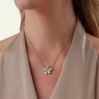 Maimang Maßgefertigte Trendige 925 Sterling Silber 18k Gold Zweifarbige Gold-Lierre-Birnen-Diamant-Blumen-Station-Halskette