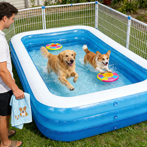 Piscine gonflable familiale de grande taille |   Piscine en PVC 60x30x15 pouces, épaisseur 5 mm, écologique, pour enfants, utilisation extérieure - Product Image 1